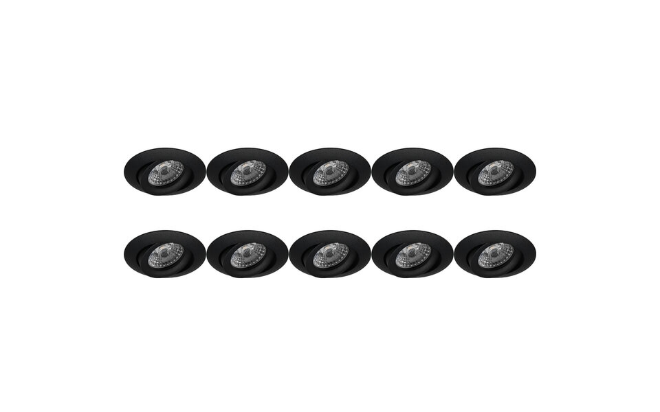 HLW LED Pragmi Uranio Pro 10 Pack - Kantelbare GU10 Inbouwspot - Zwart Aluminium