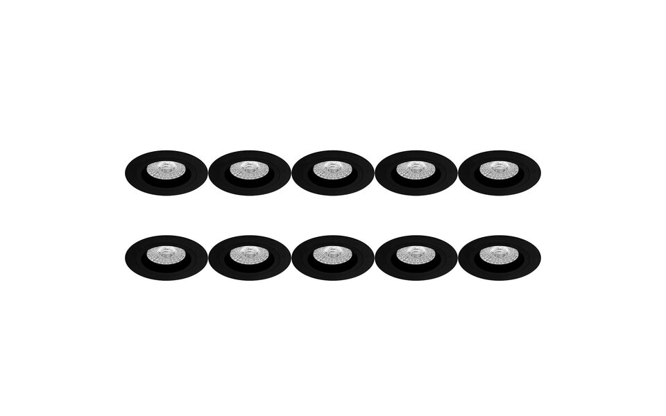 HLW LED Spot Armatuur 10 Pack - Pragmi Rodos Pro GU10 Inbouwspot Rond Zwart Aluminium HLW LED Spot Armatuur 10 Pack - Pragmi Rodos Pro GU10 Inbouwspot Rond Zwart Aluminium