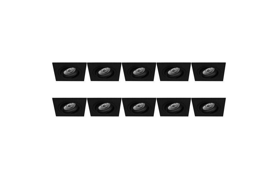 HLW LED Spotlight Fixture 10 Pack - Tiltable GU10 Recessed Spotlight with LED Accessories - Black Aluminum