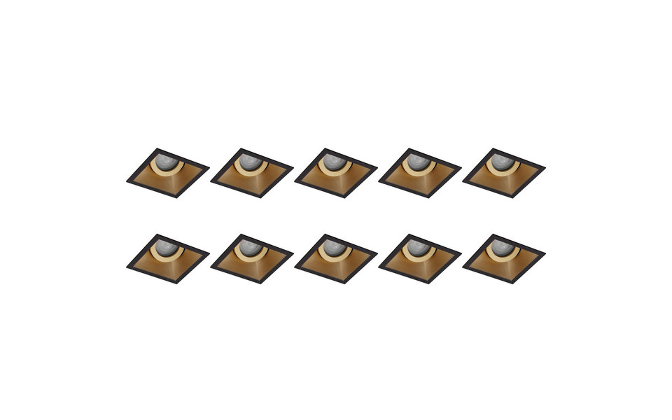 HLW LED Spot Armatuur 10 Pack - GU10 Inbouwspot Zwart/Goud - Kantelbaar LED Toebehoren