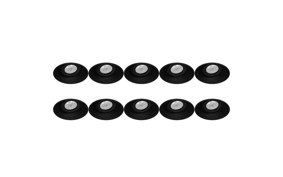 HLW LED Spotlight Fixture 10 Pack - Tiltable GU10 Fitting - LED Accessories Black Trimless