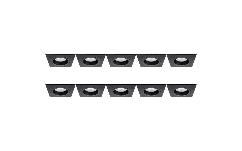 HLW LED Spotlight Fixture 10 Pack - Pragmi Rodos Pro - GU10 Recessed Spotlight Black LED Accessories