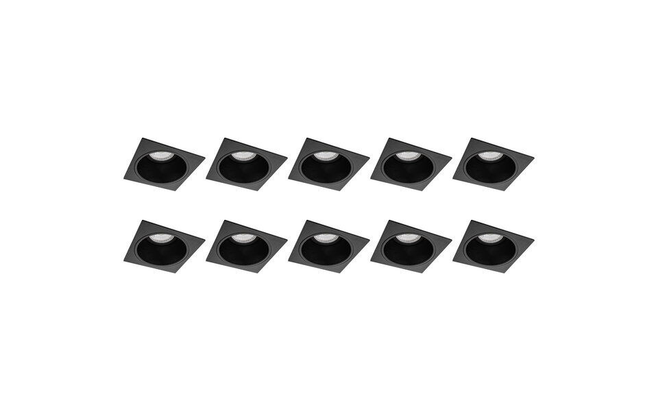 HLW LED Spot Armatuur 10 Pack - GU10 fitting LED toebehoren - Zwart aluminium verdiept 90mm