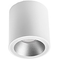 Surface-mounted spotlight GU10 - Pragmi Cliron Pro Round Matte White/Silver Aluminum Ø90mm
