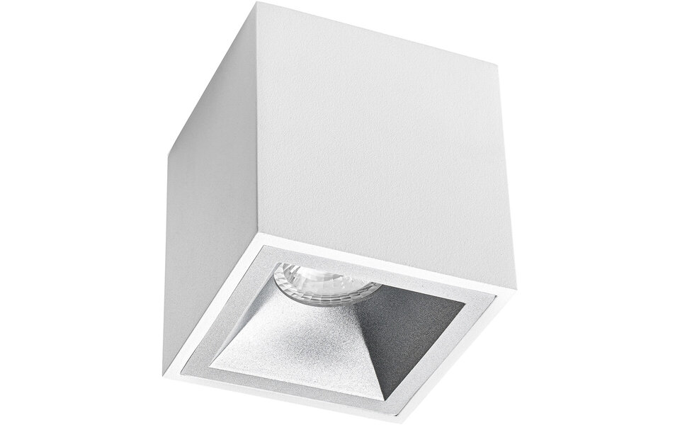 HLW LED Pragmi Cliron Pro Surface-Mounted Spotlight GU10 - Matte White/Silver Aluminum, Recessed, 90mm