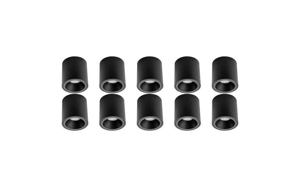 HLW LED Opbouwspot 10 Pack Pragmi Cliron Pro - GU10 Lamp Fitting - Mat Zwart Aluminium HLW LED Opbouwspot 10 Pack Pragmi Cliron Pro - GU10 Lamp Fitting - Mat Zwart Aluminium