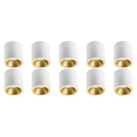 Opbouwspot 10 Pack Pragmi Cliron Pro - GU10 Fitting Mat Wit/Goud