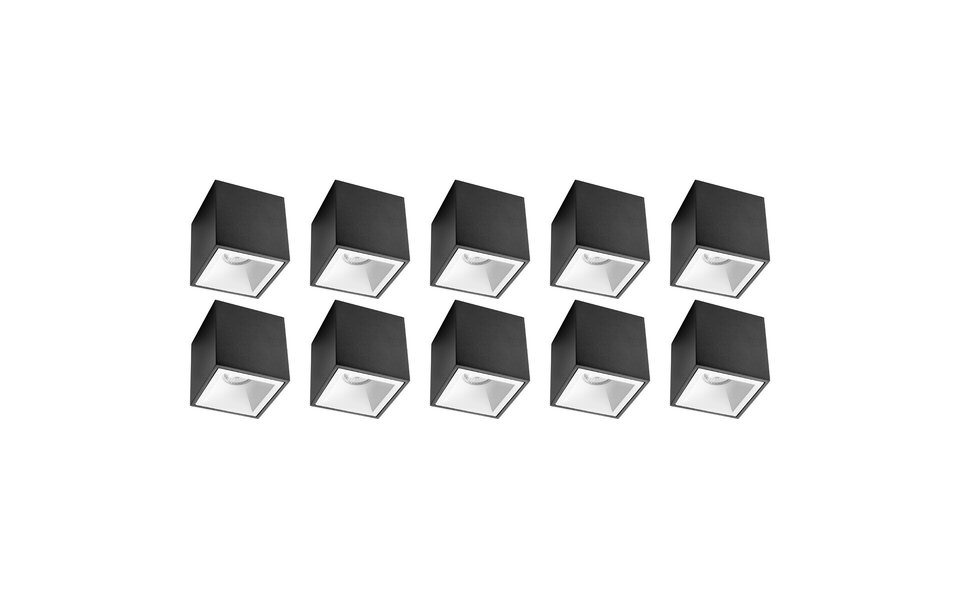 HLW LED Opbouwspot 10 Pack - GU10 Fitting LED Toebehoren - Mat Zwart/Wit, Aluminium Ø90mm HLW LED Opbouwspot 10 Pack - GU10 Fitting LED Toebehoren - Mat Zwart/Wit, Aluminium Ø90mm