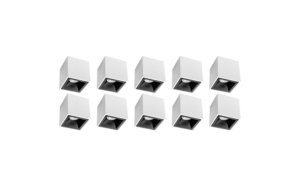 HLW LED Surface-mounted spotlight 10-pack - Pragmi Cliron Pro - GU10 fitting - Matte white/black LED accessories