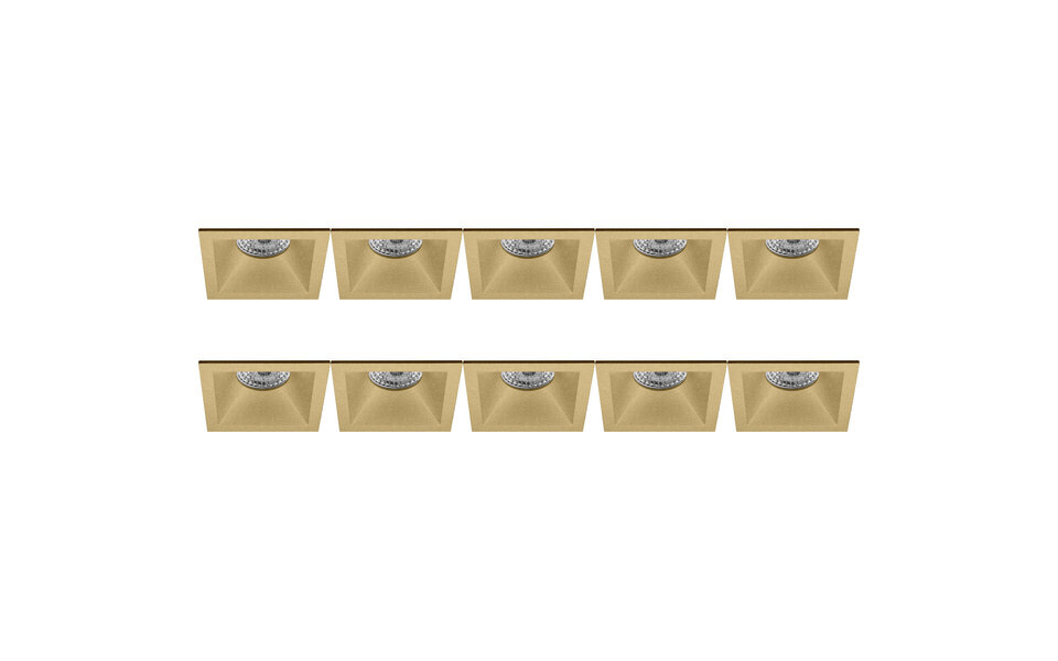 HLW LED Spot Armatuur 10 Pack - Pragmi Pollon Pro - GU10 fitting LED toebehoren - Goud aluminium