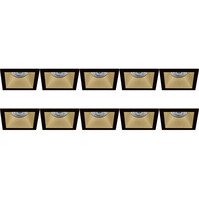 Spot Armatuur 10 Pack - GU10 Fitting - Zwart/Goud Aluminium