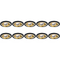 Pragmi Alpin Pro 10-pack recessed spotlight with GU10 fitting - LED accessories, tiltable, black/gold Pragmi Alpin Pro 10-pack recessed spotlight with GU10 fitting - LED accessories, tiltable, black/gold