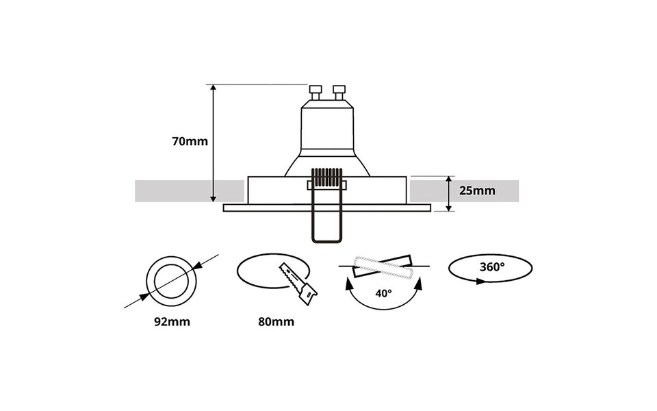 HLW LED Pragmi Alpin Pro 10-pack inbouwspot met GU10 fitting - LED toebehoren, kantelbaar, zwart/goud