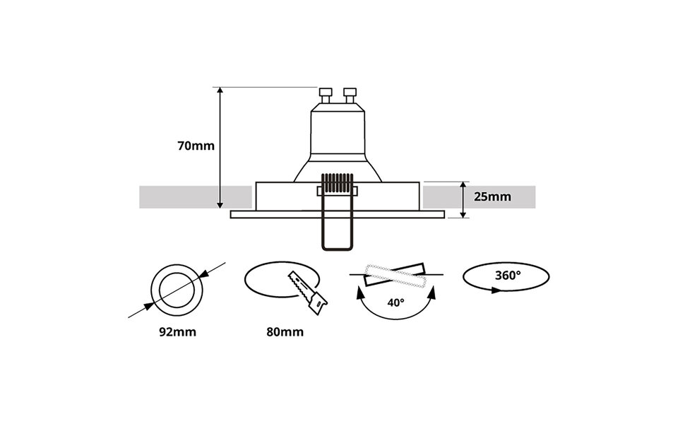 HLW LED Tiltable Sigmi Luno Pro recessed spotlight - Bronze, cutout size 80mm, incl. GU10 fitting HLW LED Tiltable Sigmi Luno Pro recessed spotlight - Bronze, cutout size 80mm, incl. GU10 fitting