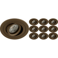 Recessed spotlight 10 Pack - Tiltable GU10 Lamp Fitting - Bronze