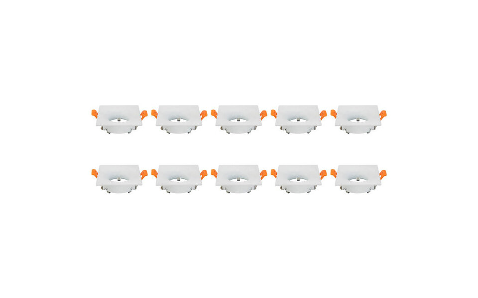 HLW LED Spot Armatuur 10 Pack - GU10 Inbouwspot Vierkant Wit Aluminium 85mm