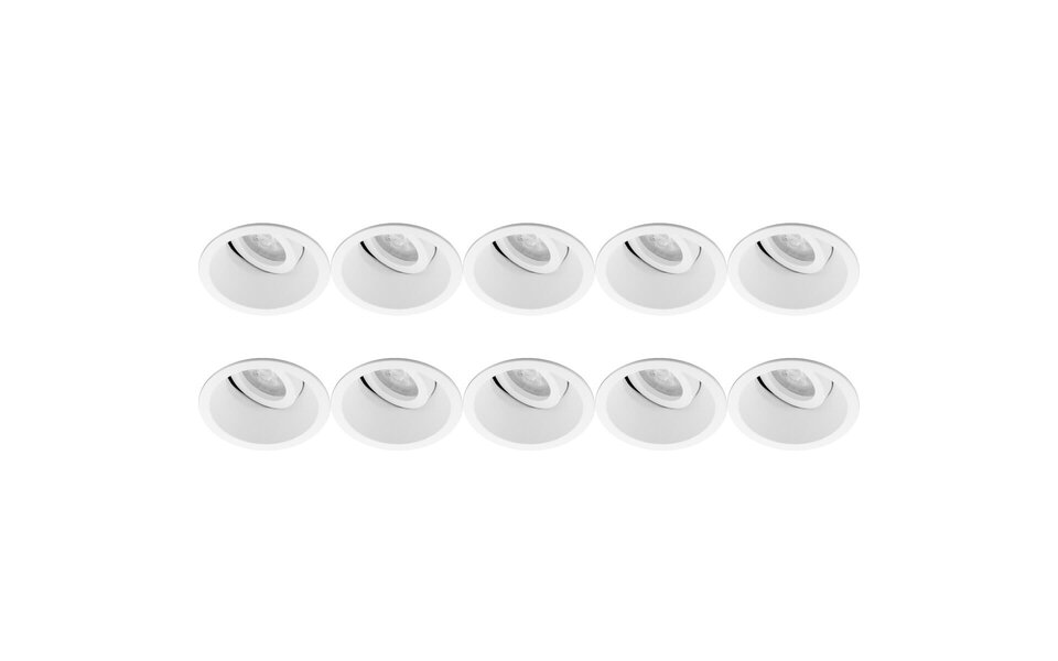 HLW LED Spot Fixture 10 Pack - Pragmi Zano Pro GU10 Fitting - Tiltable & White HLW LED Spot Fixture 10 Pack - Pragmi Zano Pro GU10 Fitting - Tiltable & White