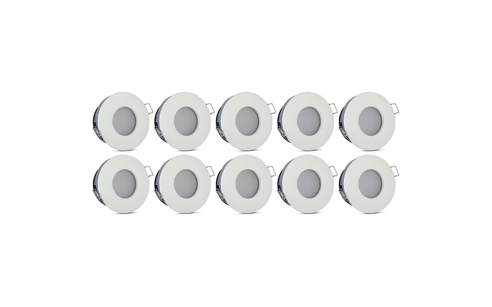 HLW LED Spot Armatuur 10 Pack - GU10 Fitting LED Toebehoren - Waterdicht IP65, Rond, Wit HLW LED Spot Armatuur 10 Pack - GU10 Fitting LED Toebehoren - Waterdicht IP65, Rond, Wit