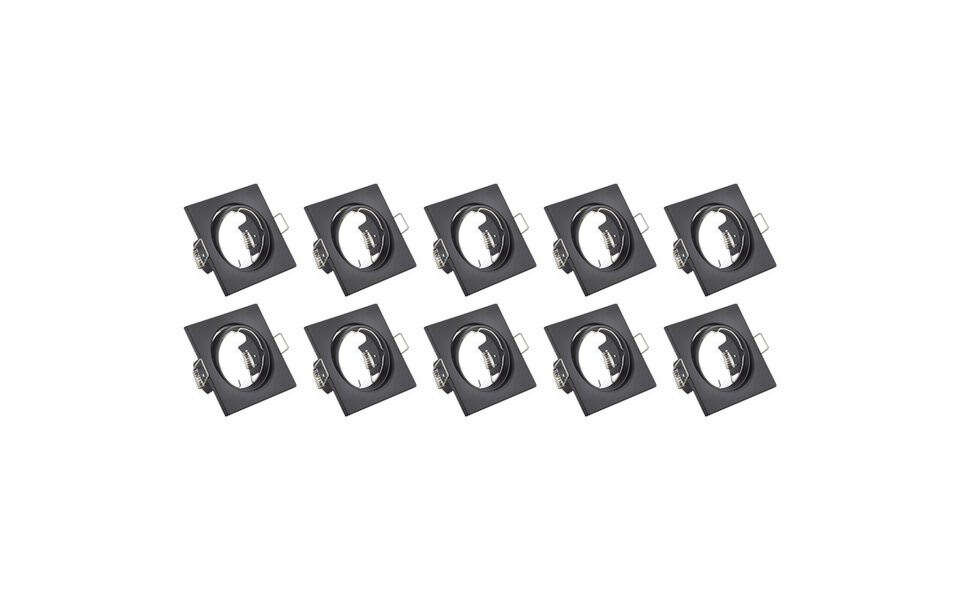 HLW LED Spot Fixture 10 Pack - GU10 Recessed Spotlight - Tiltable, Matte Black Aluminum