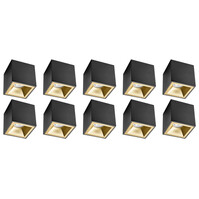 Surface-mounted spotlight 10 Pack - GU10 fitting - Matte black/gold - LED accessories Surface-mounted spotlight 10 Pack - GU10 fitting - Matte black/gold - LED accessories