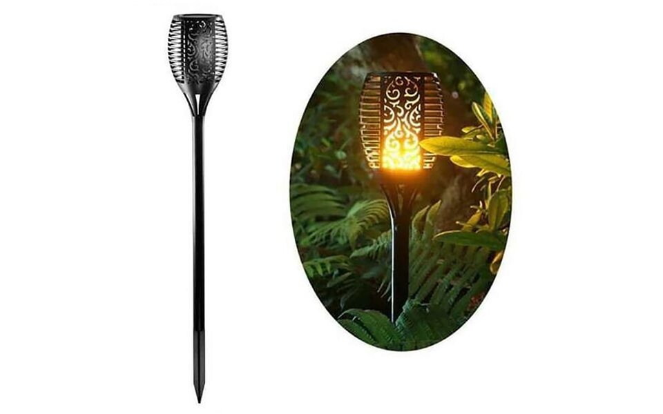 HLW LED LED Solar Priklamp/Fakkel Tuinverlichting met Zonne-energie - Aptoza Torky - Dag en Nacht Sensor - 0.2W - Mat Zwart - Kunststof