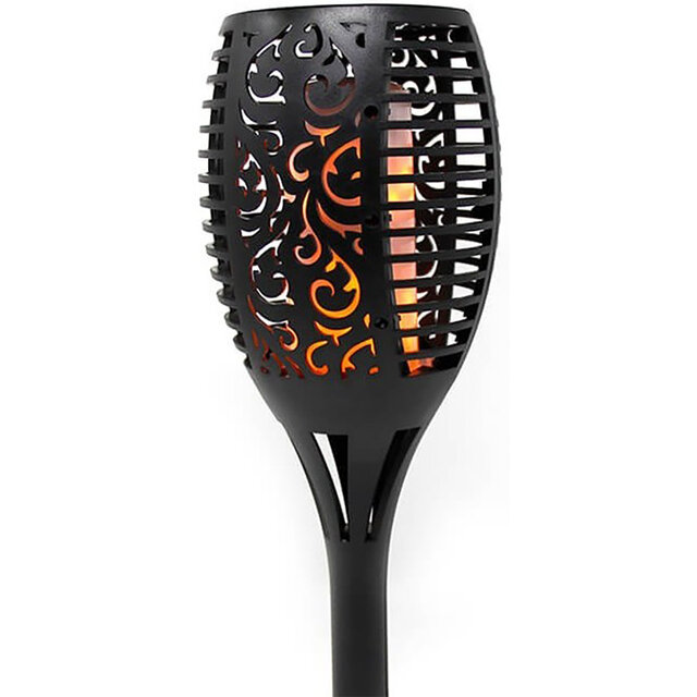 HLW LED LED Solar Priklamp/Fakkel Tuinverlichting met Zonne-energie - Aptoza Torky - Dag en Nacht Sensor - 0.2W - Mat Zwart - Kunststof