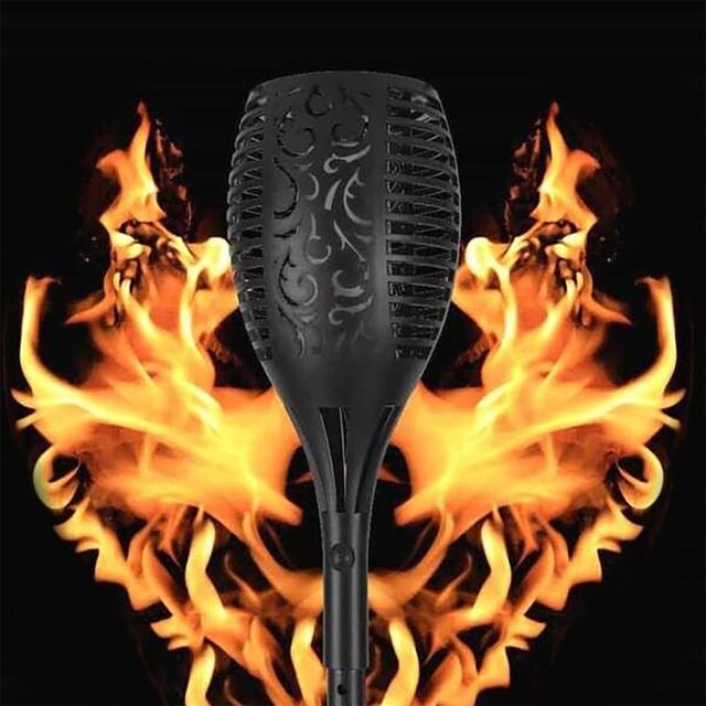 HLW LED LED Solar Priklamp/Fakkel Tuinverlichting met Zonne-energie - Aptoza Torky - Dag en Nacht Sensor - 0.2W - Mat Zwart - Kunststof