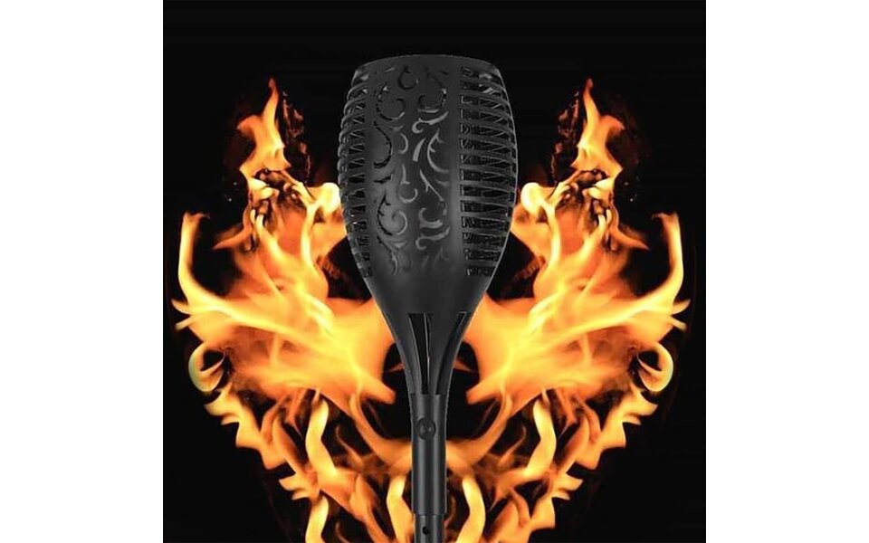 HLW LED LED Solar Priklamp/Fakkel Tuinverlichting met Zonne-energie - Aptoza Torky - Dag en Nacht Sensor - 0.2W - Mat Zwart - Kunststof