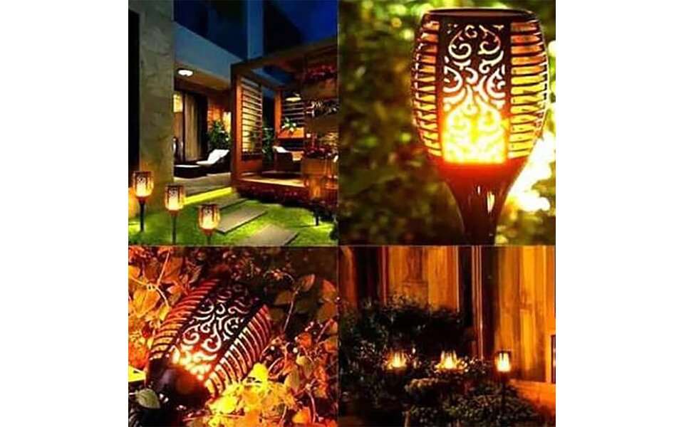 HLW LED LED Solar Priklamp/Fakkel Tuinverlichting met Zonne-energie - Aptoza Torky - Dag en Nacht Sensor - 0.2W - Mat Zwart - Kunststof