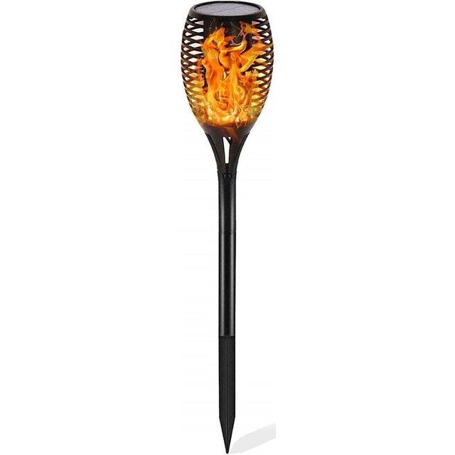 HLW LED LED Solar Priklamp/Fakkel Tuinverlichting met Zonne-energie - Aptoza Torky - Dag en Nacht Sensor - 0.2W - Mat Zwart - Kunststof