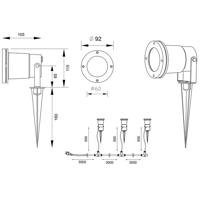 HLW LED Prikspot met Stekker 3 Pack - Trion Ubani - GU10 Fitting - Antraciet - Aluminium HLW LED Prikspot met Stekker 3 Pack - Trion Ubani - GU10 Fitting - Antraciet - Aluminium