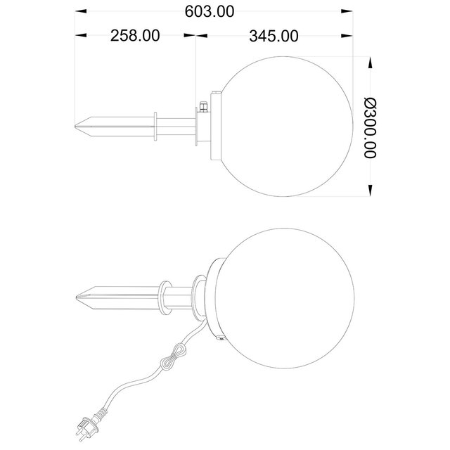 HLW LED LED Priklamp met Stekker - Trion Balino - E27 Fitting - Mat Zwart - Kunststof - Ø300