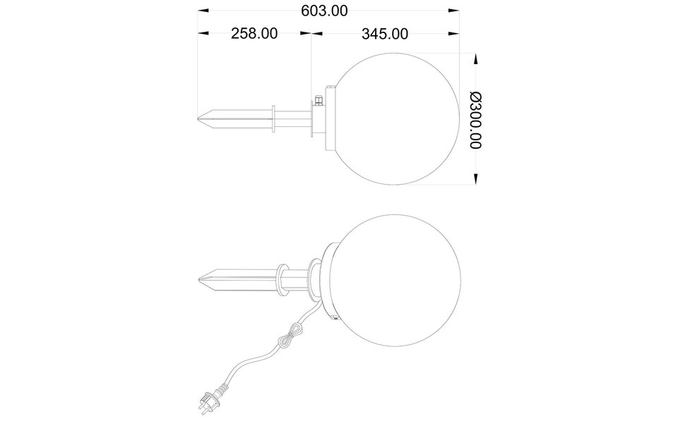 HLW LED LED Priklamp met Stekker - Trion Balino - E27 Fitting - Mat Zwart - Kunststof - Ø300