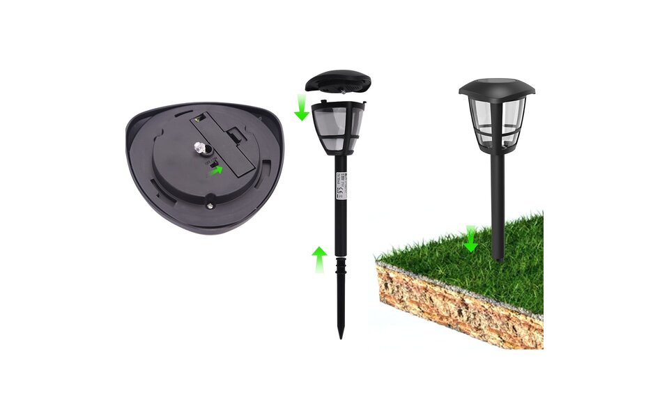 HLW LED LED Priklamp met Zonne-energie - Aigi Colino - 0.06W - Helder/Koud Wit 6500K - Mat Zwart - Kunststof