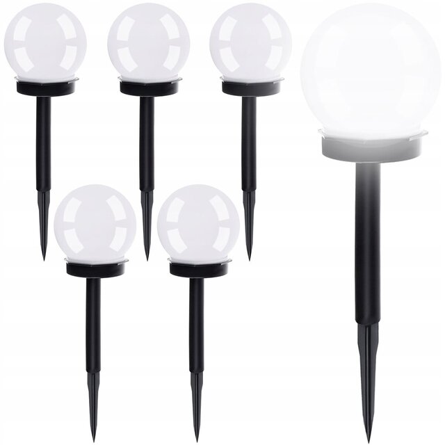 HLW LED LED Solar Bollen Priklamp - Tuinverlichting op Zonne-energie - Set 6 Stuks - Maxozo Torky - Mat Zwart - Kunststof