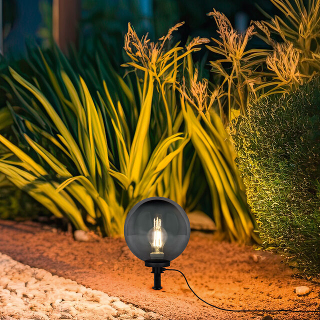 HLW LED LED Priklamp met Stekker - Trion Lobo - E27 Fitting - Spatwaterdicht IP44 - Zwart - Kunststof - Ø300 HLW LED LED Priklamp met Stekker - Trion Lobo - E27 Fitting - Spatwaterdicht IP44 - Zwart - Kunststof - Ø300