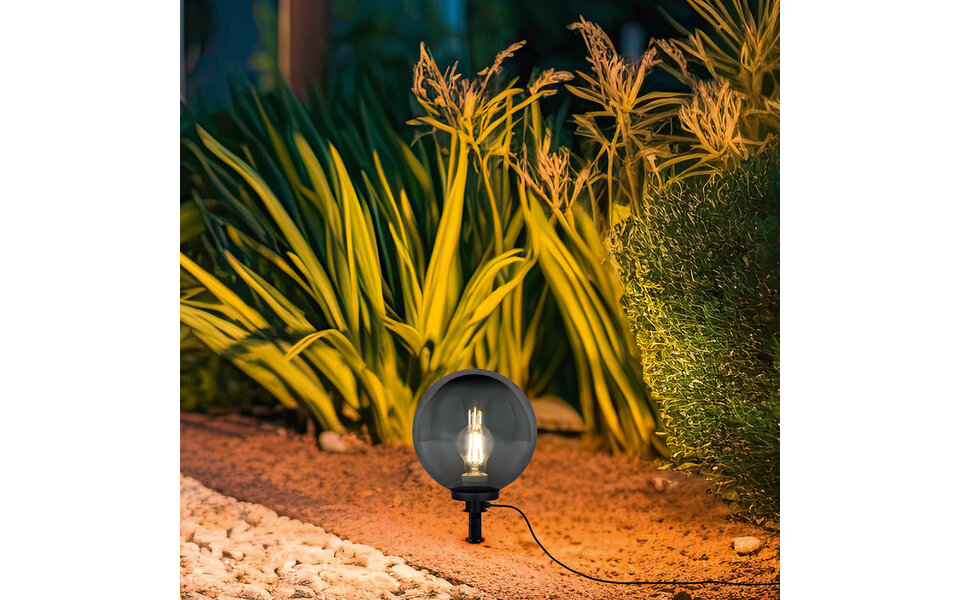 HLW LED LED Priklamp met Stekker - Trion Lobo - E27 Fitting - Spatwaterdicht IP44 - Zwart - Kunststof - Ø300 HLW LED LED Priklamp met Stekker - Trion Lobo - E27 Fitting - Spatwaterdicht IP44 - Zwart - Kunststof - Ø300