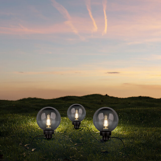 HLW LED LED Priklamp met Stekker - Trion Lobo - E27 Fitting - Spatwaterdicht IP44 - Zwart - Kunststof - Ø300 HLW LED LED Priklamp met Stekker - Trion Lobo - E27 Fitting - Spatwaterdicht IP44 - Zwart - Kunststof - Ø300