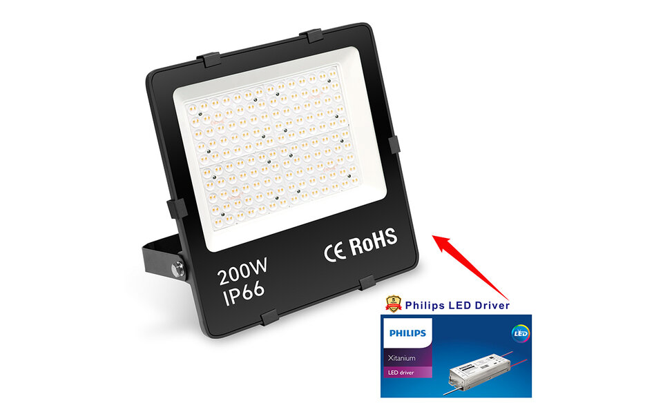 Philips Philips LED Flood Light | 200W | 3000K | Dimmable | IP66 | 150lm/W | Philips | 90° | CRI >80