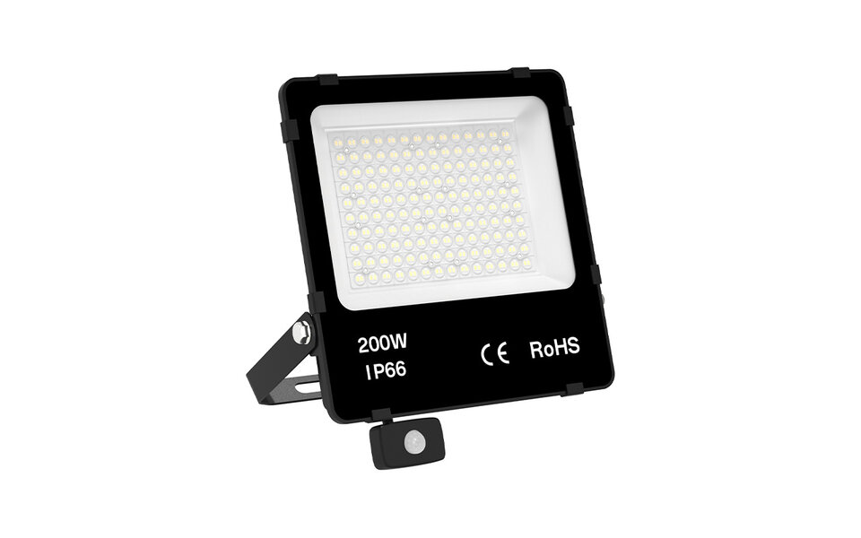 Sosen LED Flood Light | 200W | 4000K | PIR Sensor | IP66 | 150lm/W | Lifud driver | 90° | CRI >80