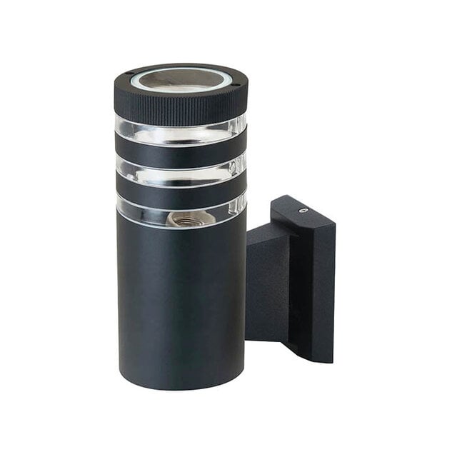 HLW LED HLW LED PALMERA  wandlamp | Rond | E27 fitting | max. 18W LED | IP44 | Zwart | Aluminium + kunststof