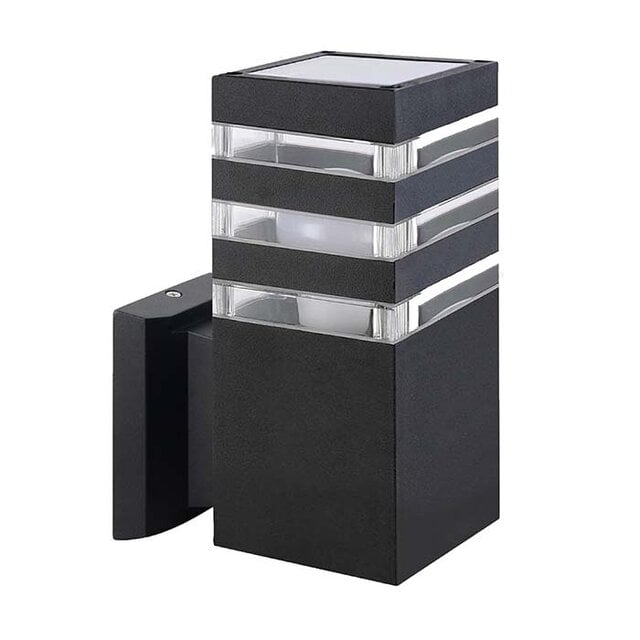 HLW LED HLW LED PALMERA S outdoor wall light | Vierkant | E27 socket | max. 18W LED | IP44 | Black | Aluminium + kunststof