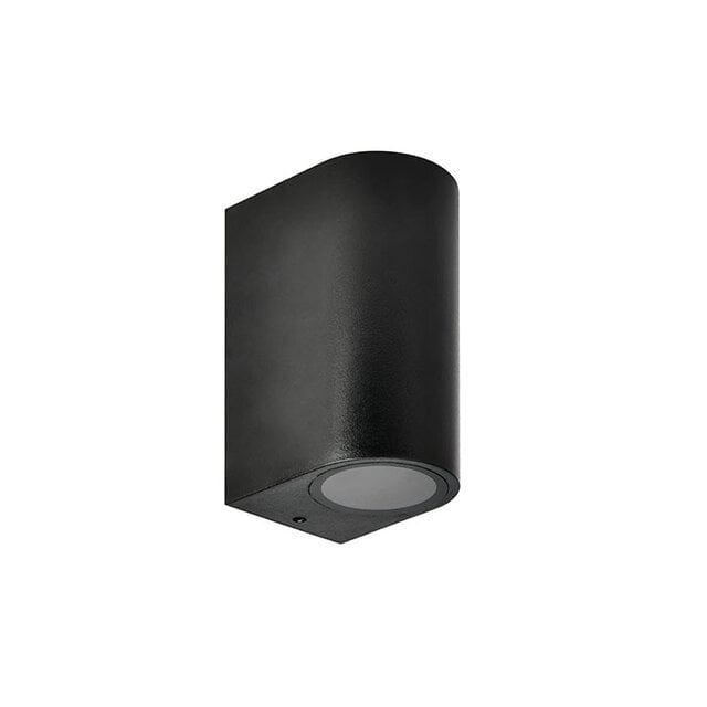 HLW LED HLW LED MAMBA outdoor wall light | Rond | 2x GU10 socket | max. 2x10W LED | IP44 | Black | Metaal + glas