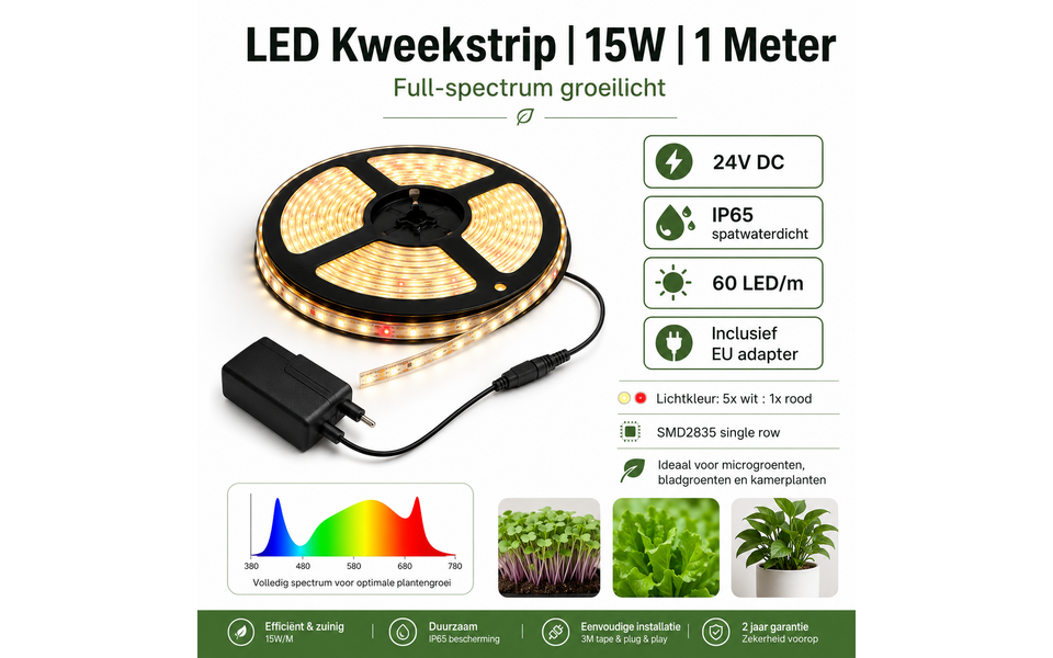 Moeslamp LED Kweekstrip | 15W | 1 Meter | Full-spectrum Moeslamp LED Kweekstrip | 15W | 1 Meter | Full-spectrum