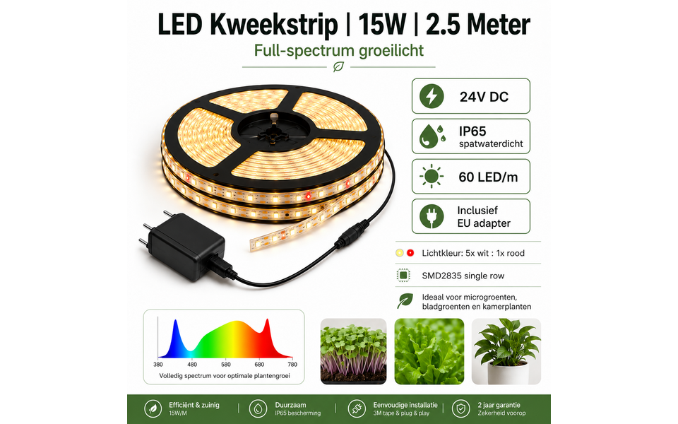 Moeslamp LED Kweekstrip | 36W | 2.5 Meter | Full-spectrum Moeslamp LED Kweekstrip | 36W | 2.5 Meter | Full-spectrum