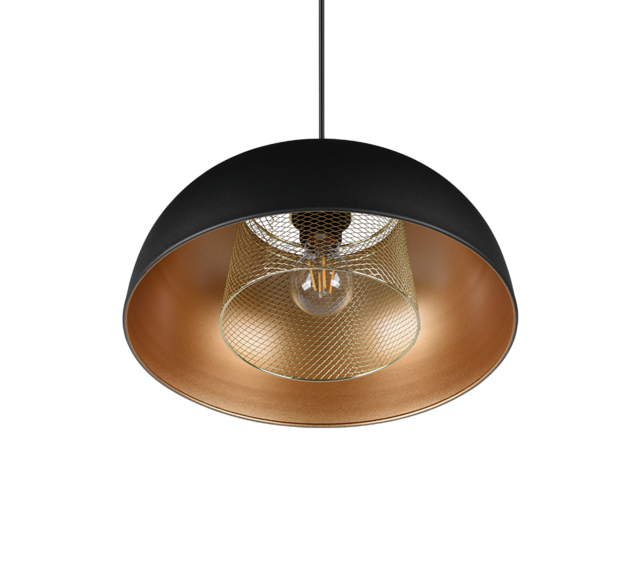 Trio Lighting Trio PUNCH hanglamp | E27 Fitting | mat zwart | Ø 35 cm | IP20 | excl. 1x E27 | max. 40W