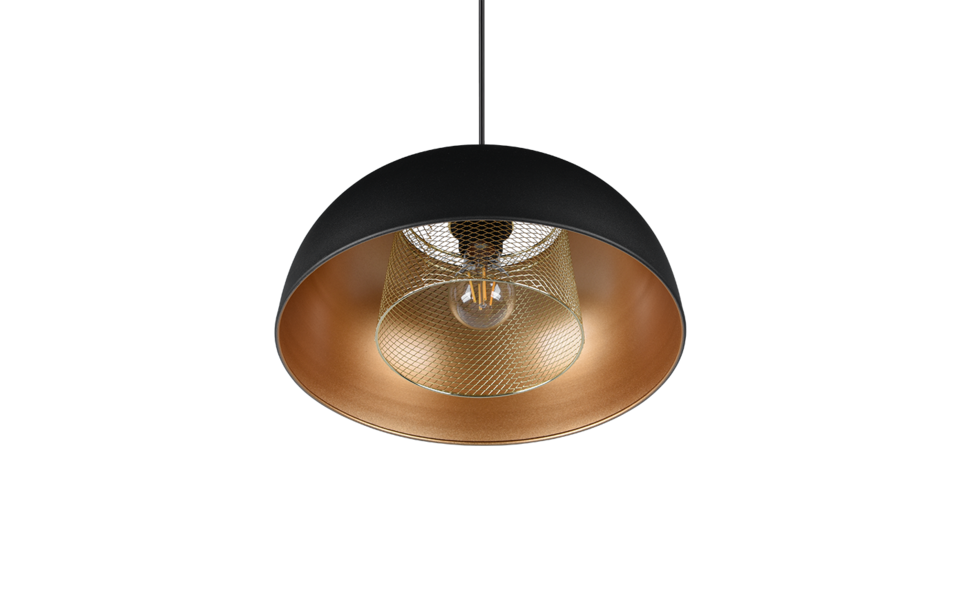 Trio Lighting Trio PUNCH hanglamp | E27 Fitting | mat zwart | Ø 35 cm | IP20 | excl. 1x E27 | max. 40W