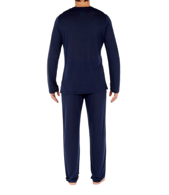 HOM Cocooning Long Sleeve Shirt V-Neck Navy