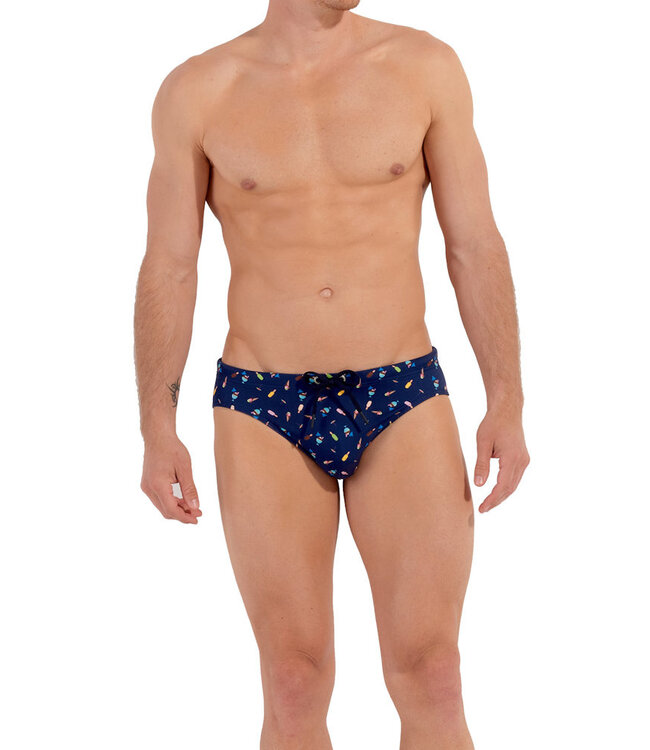 HOM Summer Swim Mini Briefs Navy Print