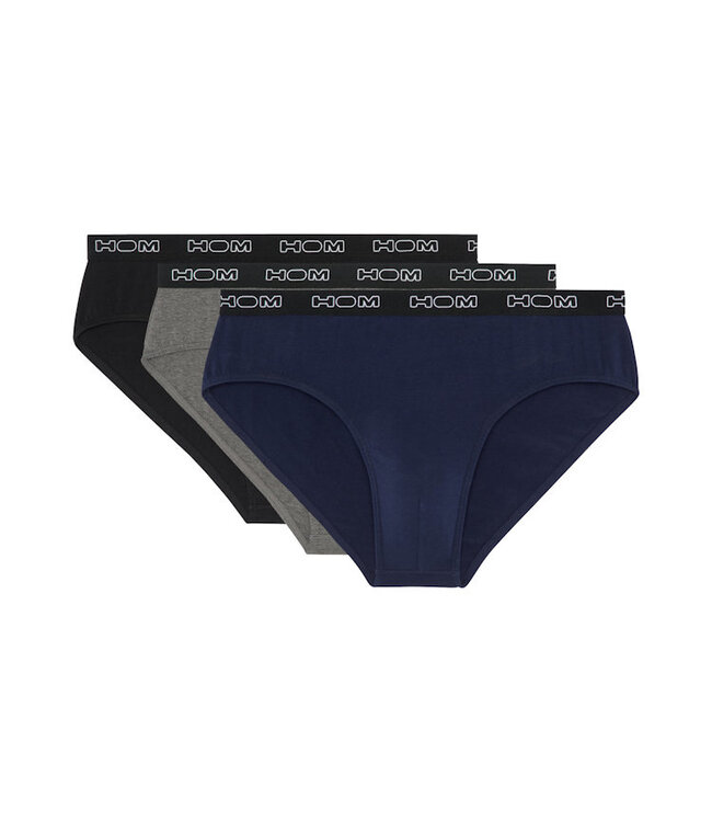 HOM Boxerlines #2 Mini Briefs 3P Black Navy Grey-Melange
